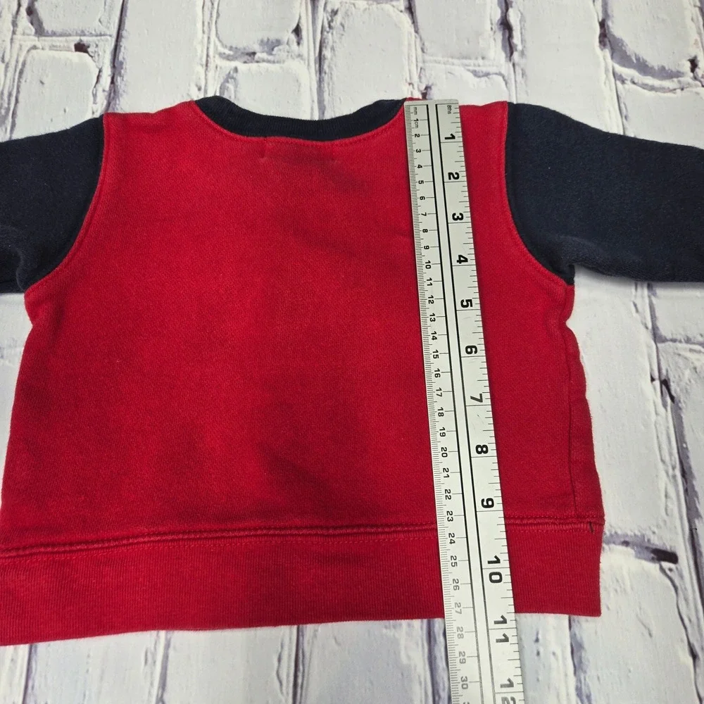 Vintage Y2K Ralph Lauren Baby Red Navy Blue Polo Sweatshirt‎ 3-6M Cotton Blend